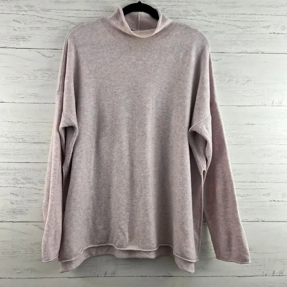French Connection Pink Purple Mock Neck Long Sleeve‎ Wool Blend Sweater Size L